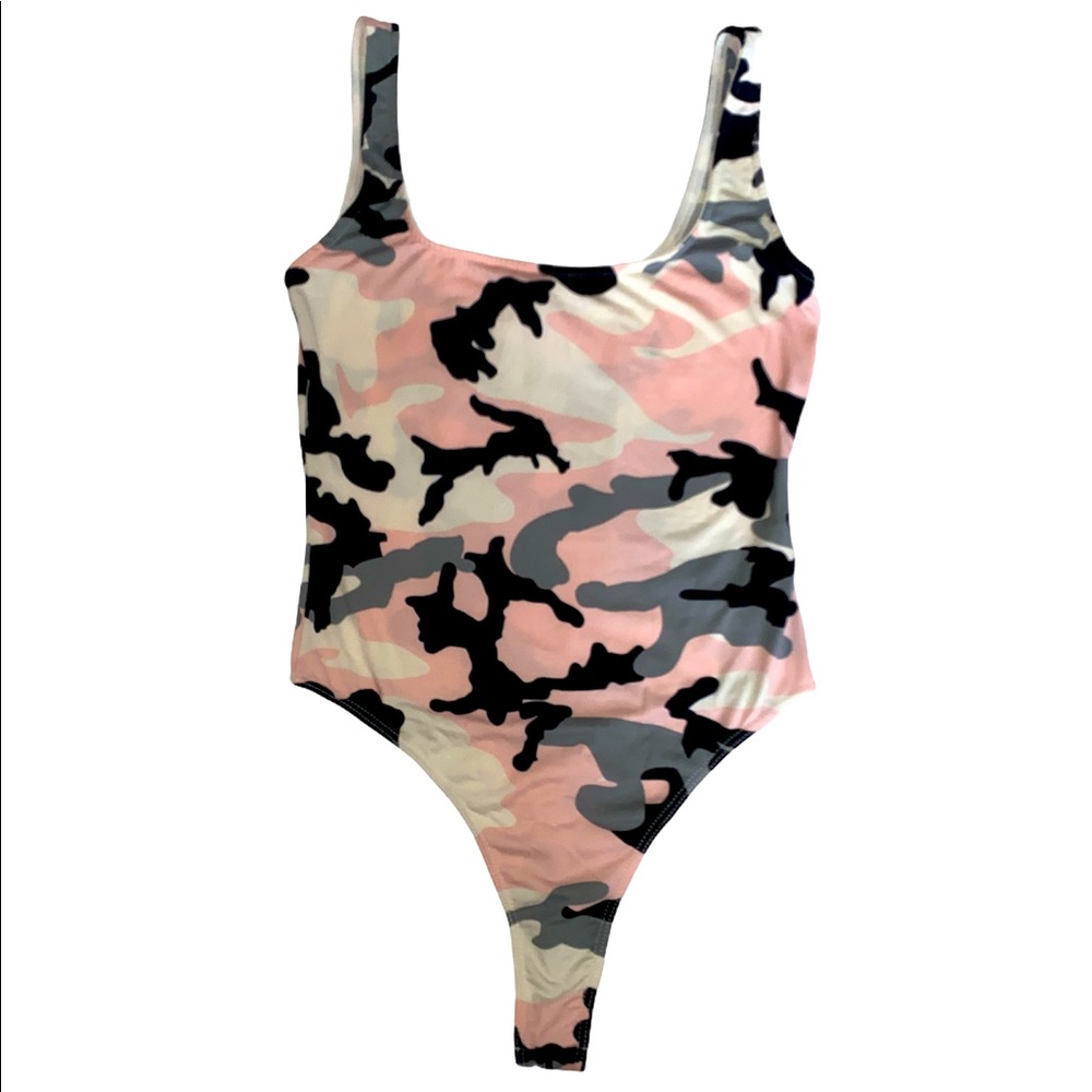 Pink army print bodysuit